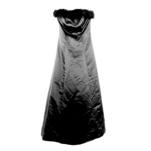 Vintage Black Feather Trim Satin Dress